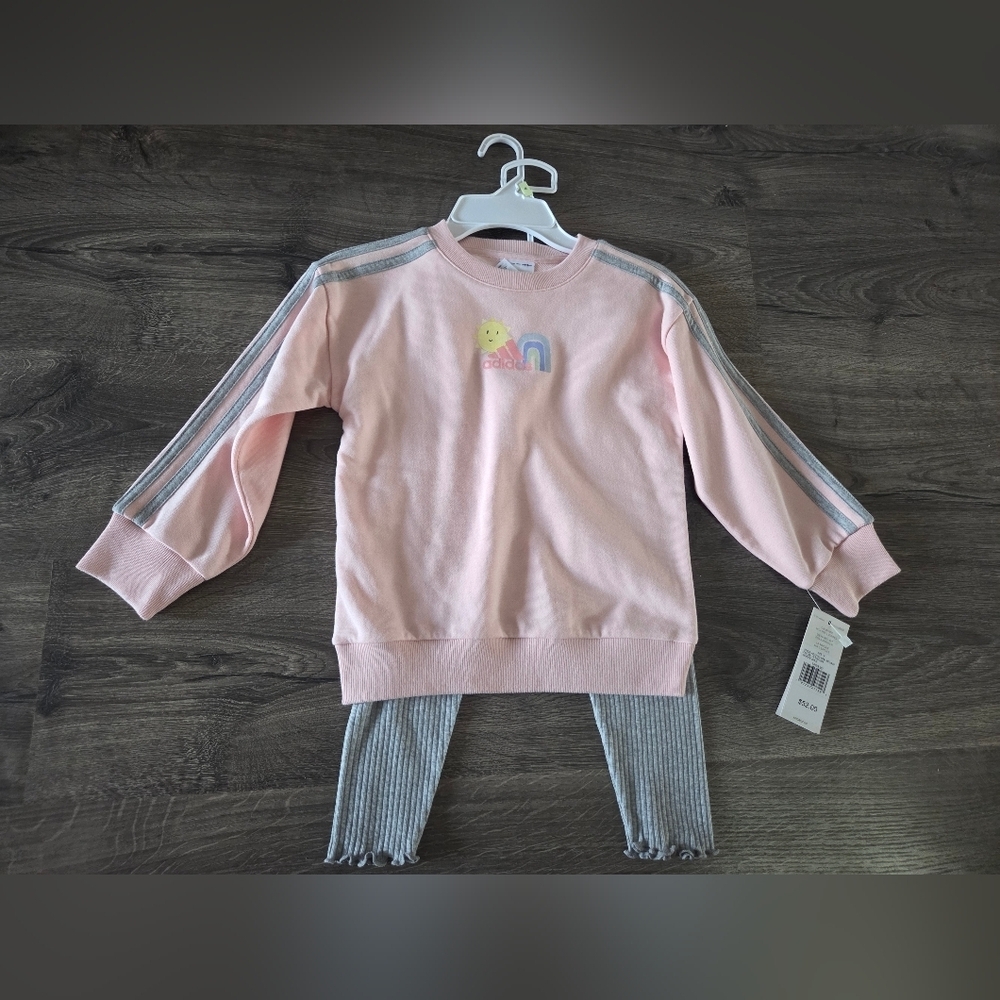 Girls Adidas Crewneck & Leggings Outfit Size 4 Nwt